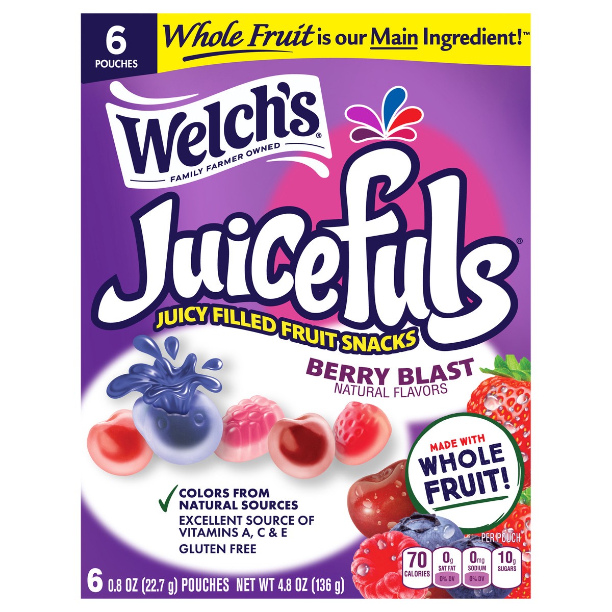 slide 1 of 9, Welch's Juicefuls Berry Blast 6 ct Box, 0.8 oz, 6 ct