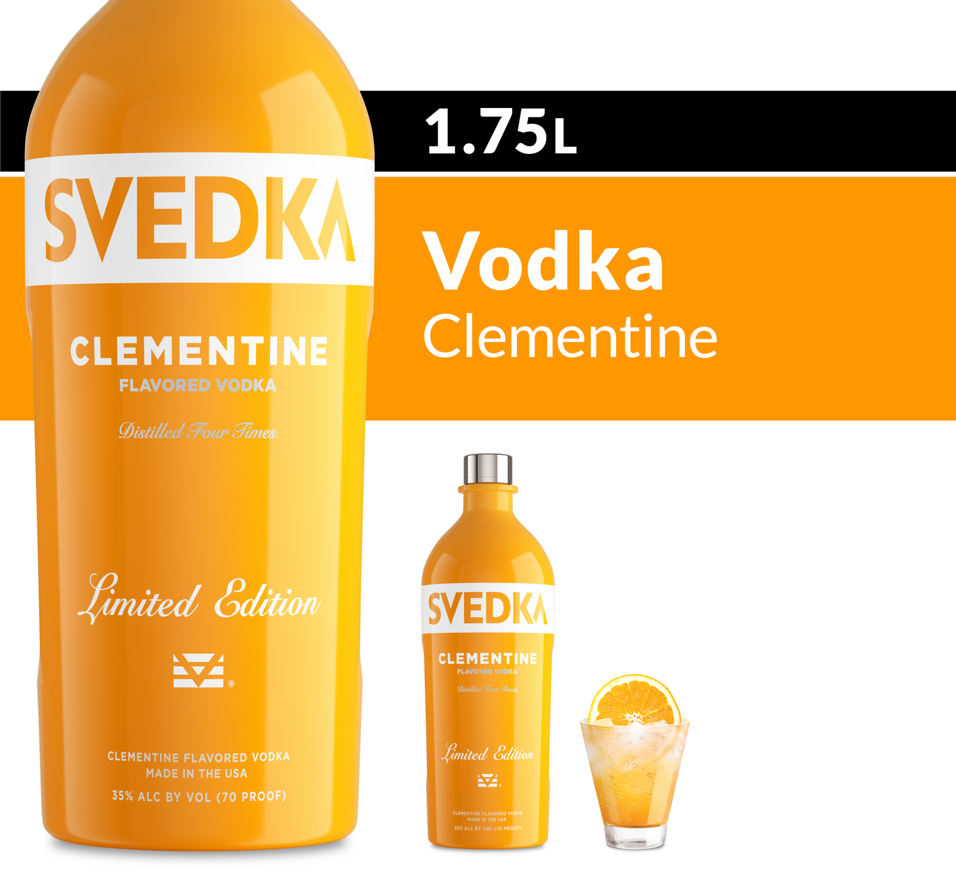 slide 4 of 7, SVEDKA Limited Edition Clementine Flavored Vodka, 1.75 L Bottle, 70 Proof, 1.75 liter