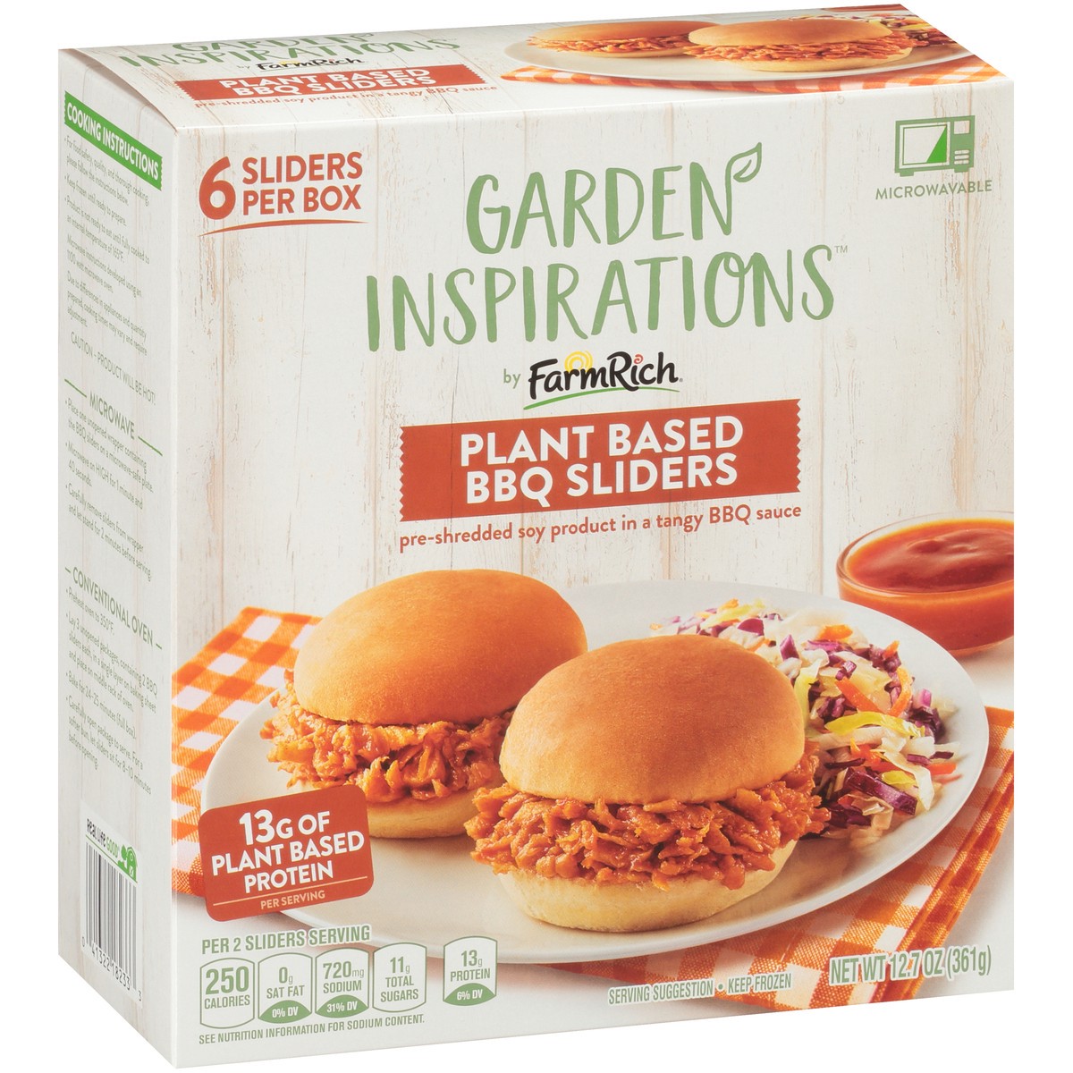 slide 2 of 9, Garden Inspirations by Farm Rich Plant Based BBQ Sliders 6 ct Box, 6 ct; 2.45 oz