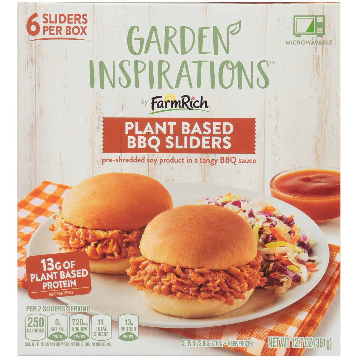 slide 1 of 9, Garden Inspirations by Farm Rich Plant Based BBQ Sliders 6 ct Box, 6 ct; 2.45 oz