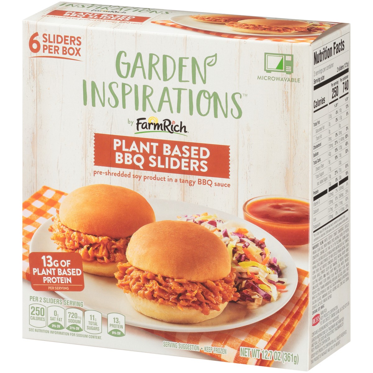slide 3 of 9, Garden Inspirations by Farm Rich Plant Based BBQ Sliders 6 ct Box, 6 ct; 2.45 oz