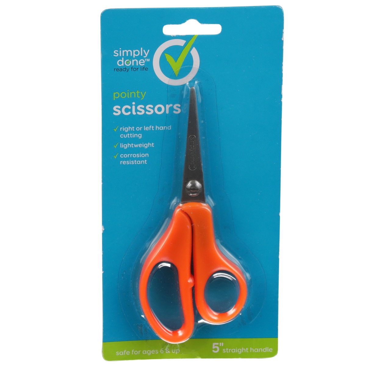 slide 1 of 1, Simply Done Pointy Scissors, Straight Handle, 5 in