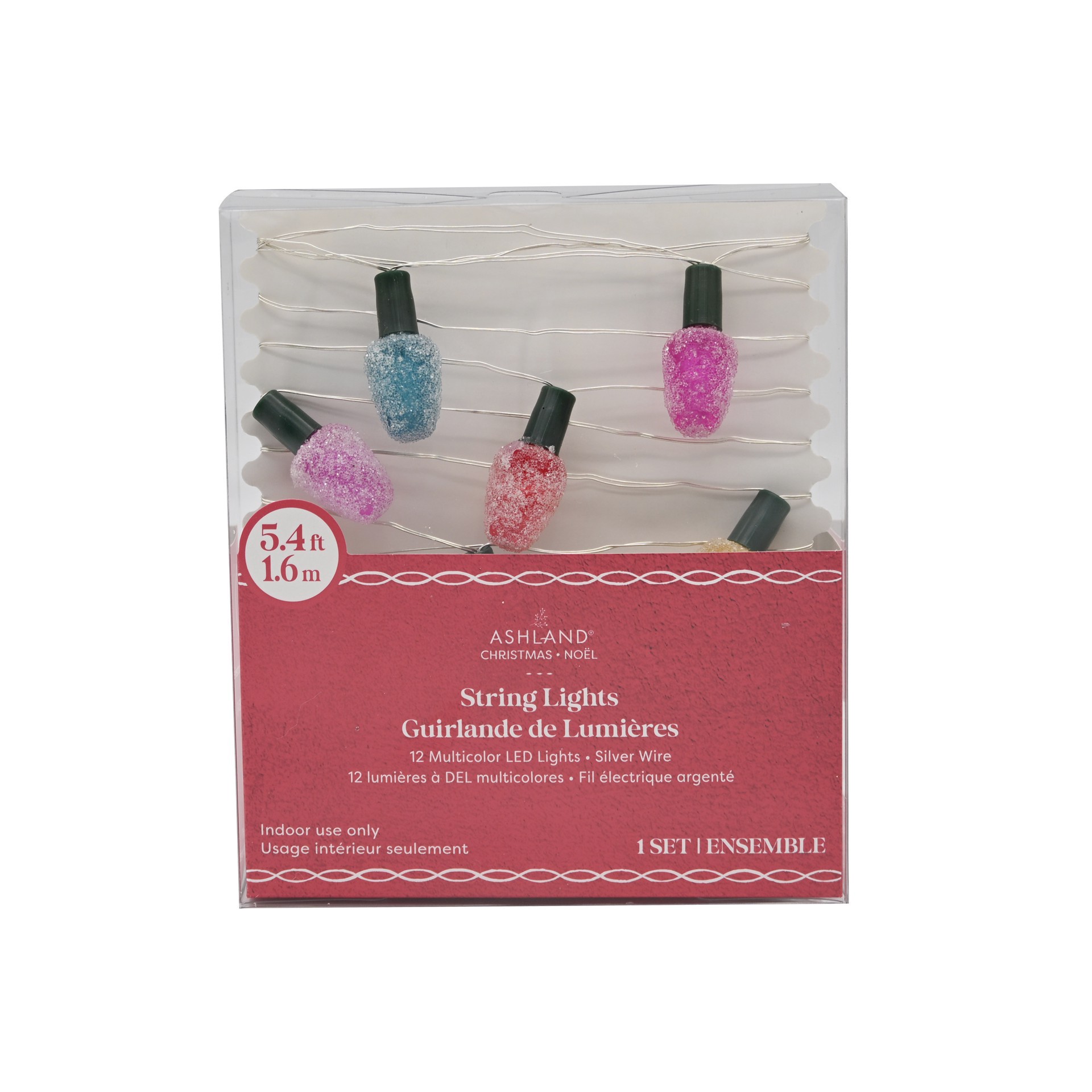 slide 3 of 3, 12ct. Multicolor Led Sugared Bulb String Lights On Silver Wire By Ashland, 12 ct