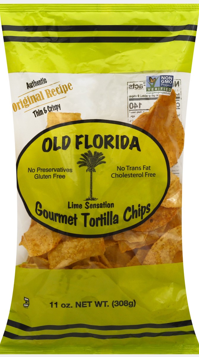 slide 3 of 9, Old Florida Gourmet Products Thin & Crispy Lime Sensation Tortilla Chips 11 oz, 11 oz