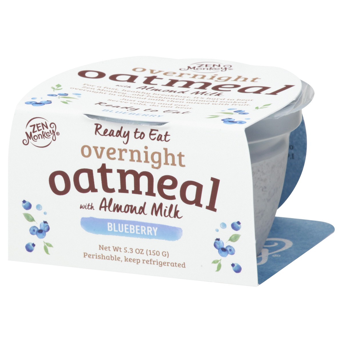 slide 8 of 12, Zen Monkey Overnight Blueberry Oatmeal with Almond Milk 5.3 oz, 5.3 oz