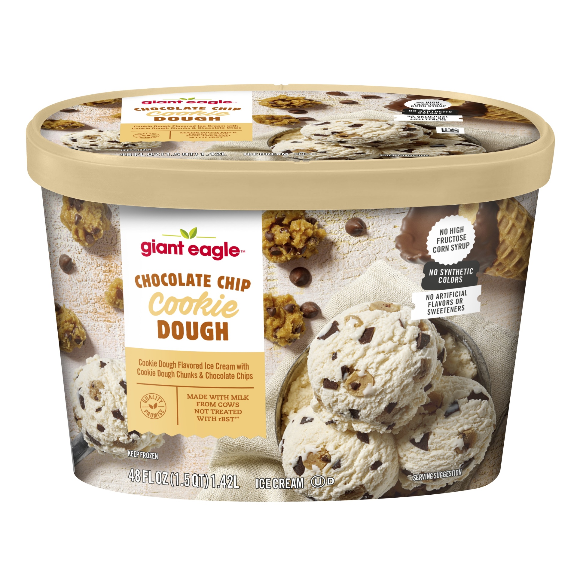 slide 1 of 1, Giant Eagle Chocolate Chip Cookie Dough Ice Cream, 48 oz