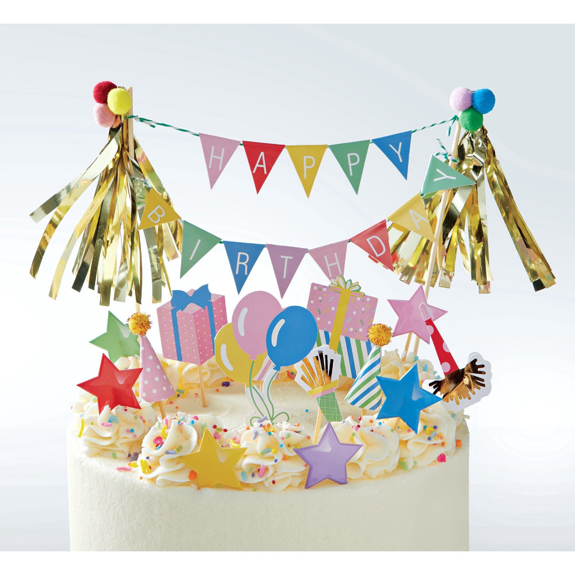 slide 3 of 4, Happy Birthday Cake Topper Set By Celebrate It, 15 ct