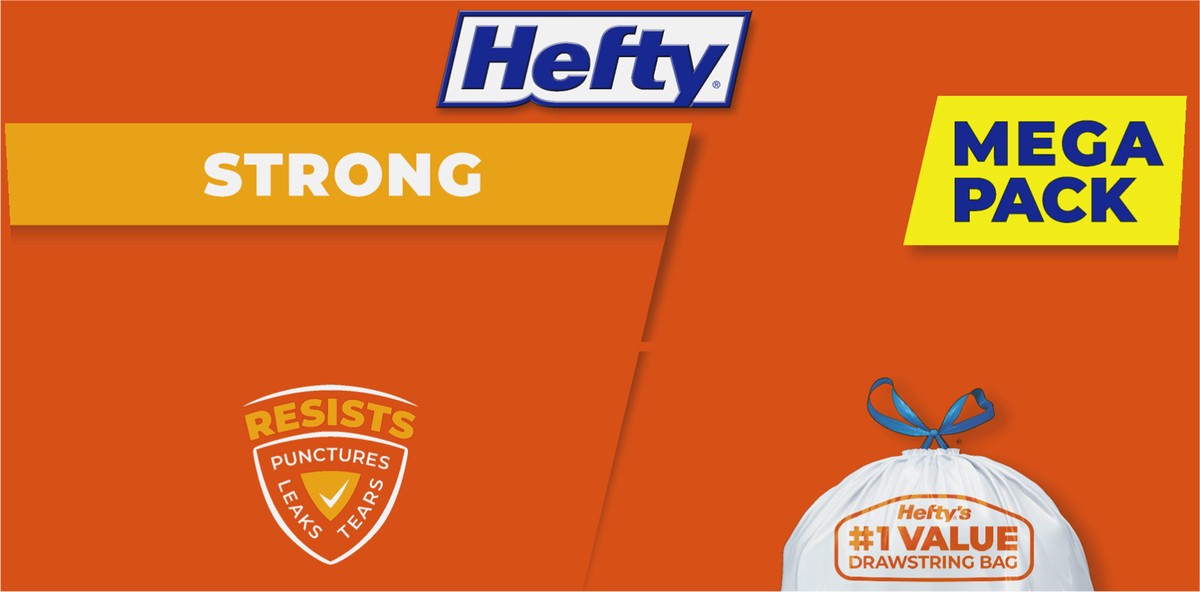 slide 8 of 9, Hefty Strong 13 Gallon Drawstring Mega Pack Tall Kitchen Bags Mega Pack 90 ea, 90 ct