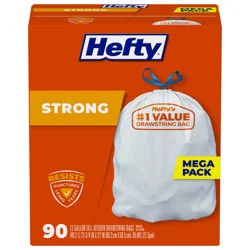 Hefty Strong Tall Kitchen Drawstring Bags Mega Pack 90 ea