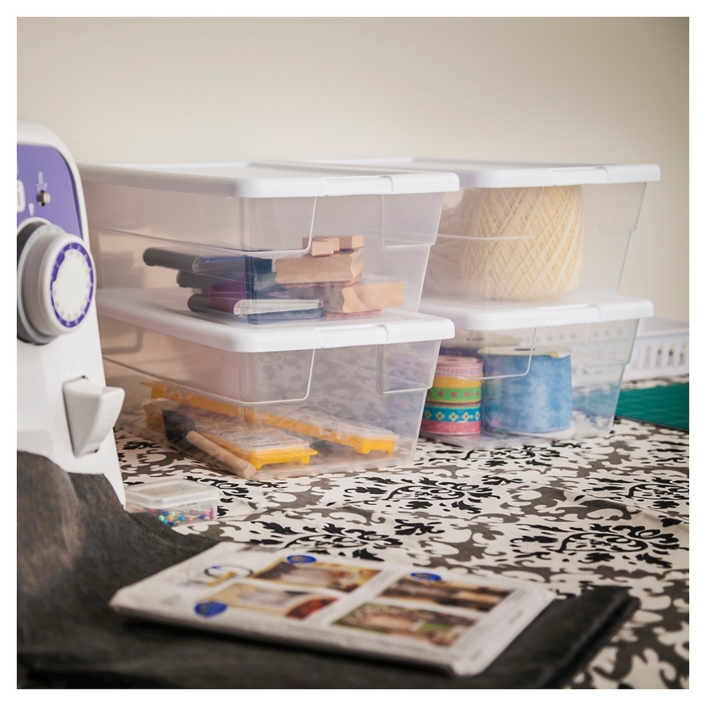 slide 3 of 3, Sterilite Clear Storage Box White Lid, 6 qt