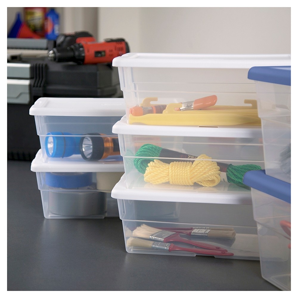 slide 2 of 3, Sterilite Clear Storage Box White Lid, 6 qt