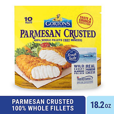 slide 1 of 1, Gorton's Parmesan Crusted 100% Whole Breaded Fish Fillets Pouch - 10 Count, 10 ct
