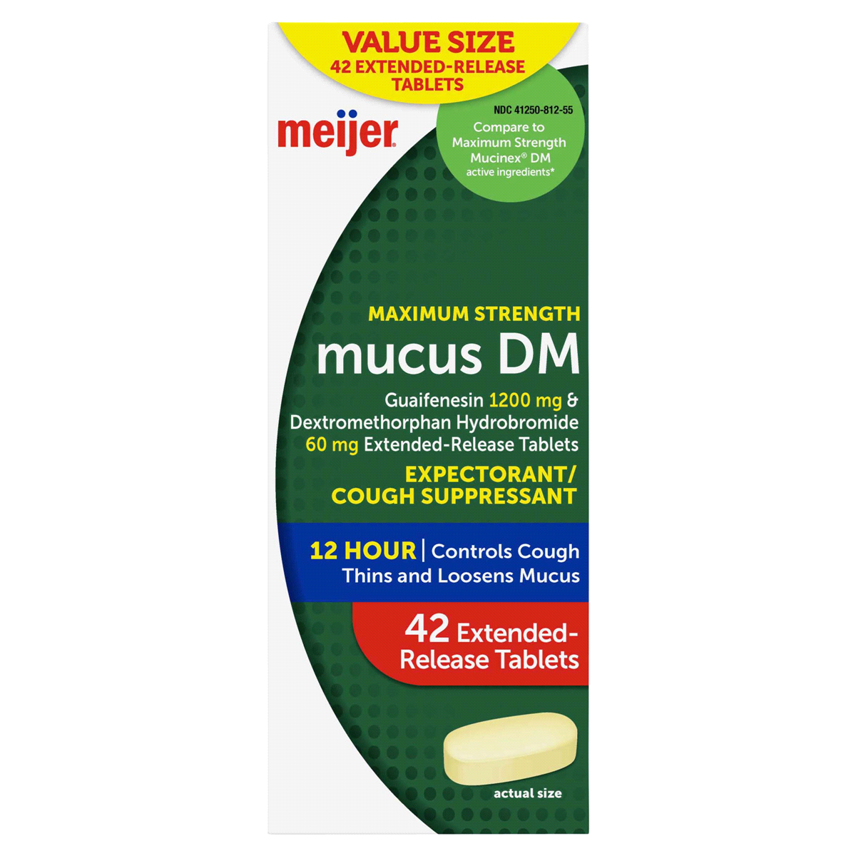 slide 1 of 2, Meijer Maximum Strength Mucus DM, Expectorant and Cough Suppressant Tablets, 42 ct