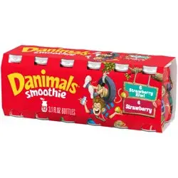 Danimals Smoothie Strawberry Explosion and Strikin' Strawberry Kiwi Dairy Drink Multi-Pack, Easy Snacks for Kids, 12 Ct, 3.1 OZ Smoothie Bottles