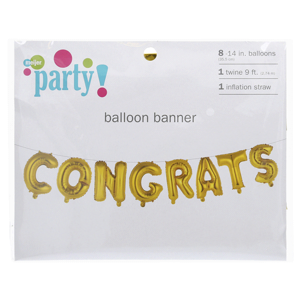 slide 1 of 1, Meijer Congrats Balloon Banner Gold, 10 ct
