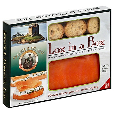 slide 1 of 1, Spence & Co. Lox In A Box with Cream Cheese, 4 oz