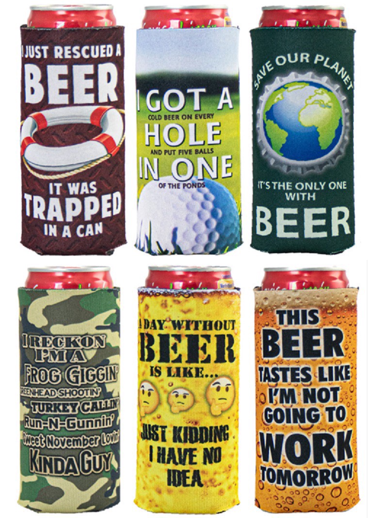 slide 1 of 1, Us Poly Can Sleeve - Slim Funny Beer Assortment, 1 ct
