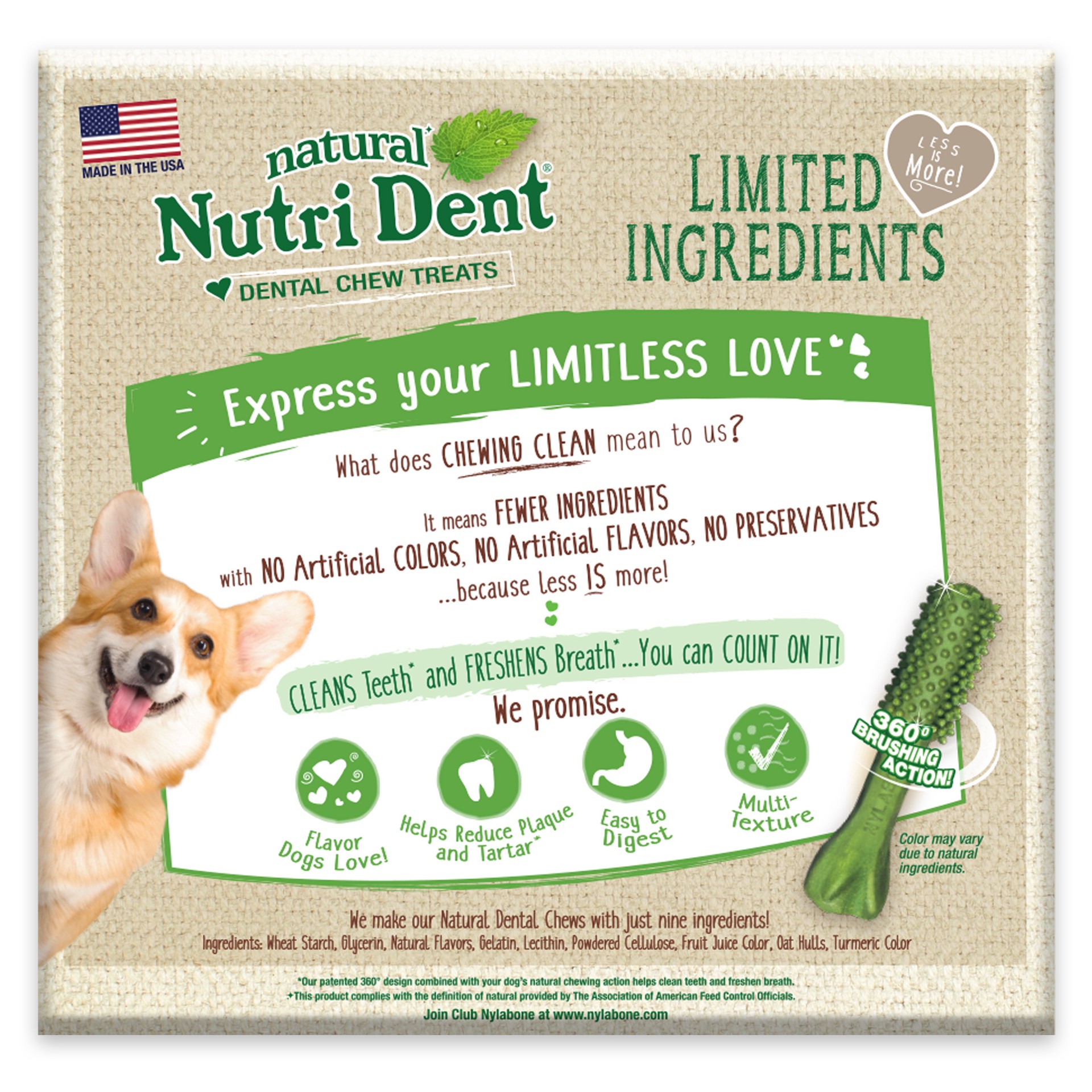 slide 4 of 10, Nylabone Nutri Dent Limited Ingredients Medium Fresh Breath Dental Chews, 2.3 lb