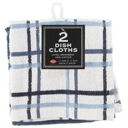 Ritz Federal Blue Multi Check Dish Cloths, 2 Each