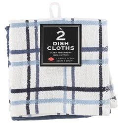 Ritz Federal Blue Multi Check Dish Cloths, 2 Each