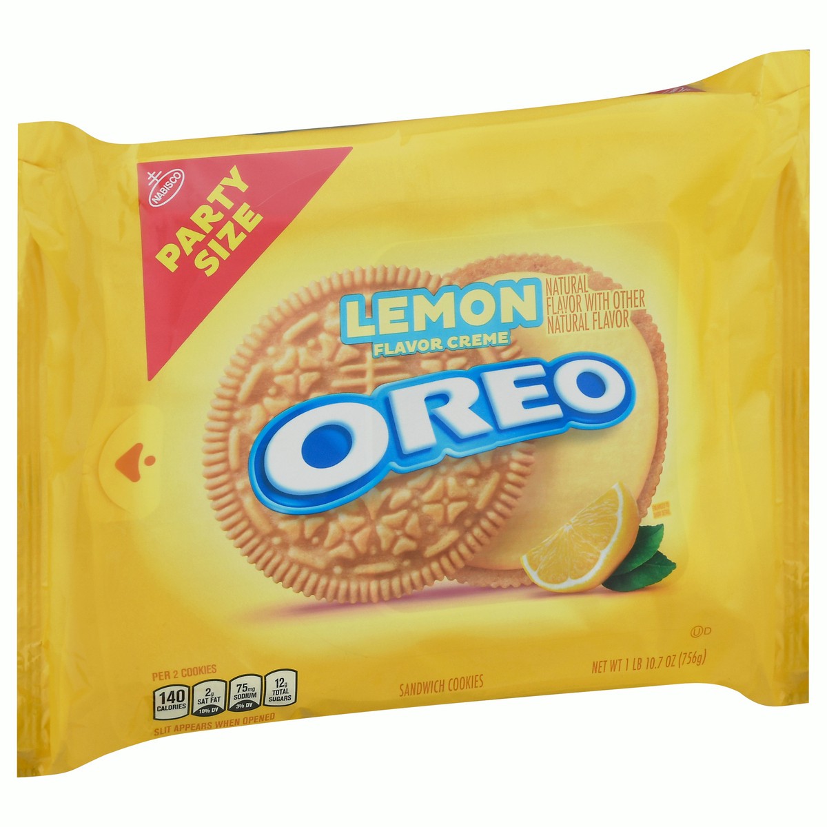 slide 9 of 11, OREO Lemon Creme Sandwich Cookies, Party Size, 26.7 oz, 26.7 oz