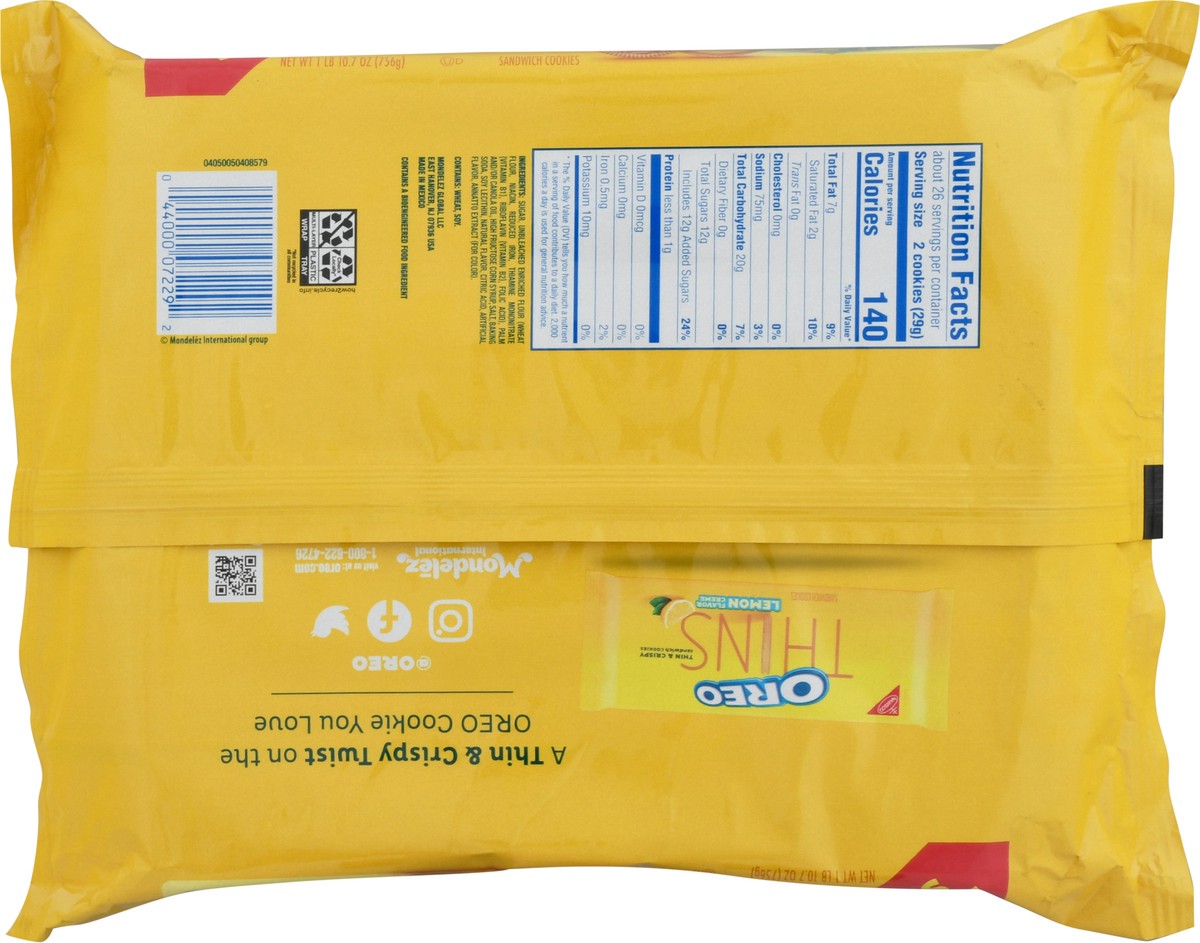 slide 11 of 11, OREO Lemon Creme Sandwich Cookies, Party Size, 26.7 oz, 26.7 oz