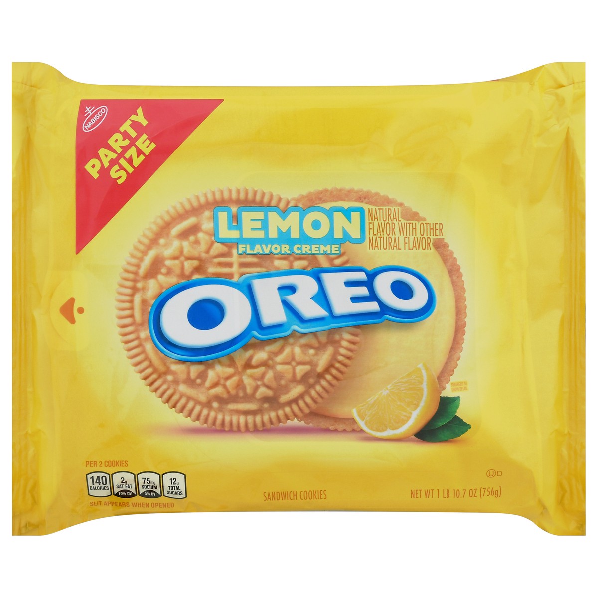 slide 3 of 11, OREO Lemon Creme Sandwich Cookies, Party Size, 26.7 oz, 26.7 oz