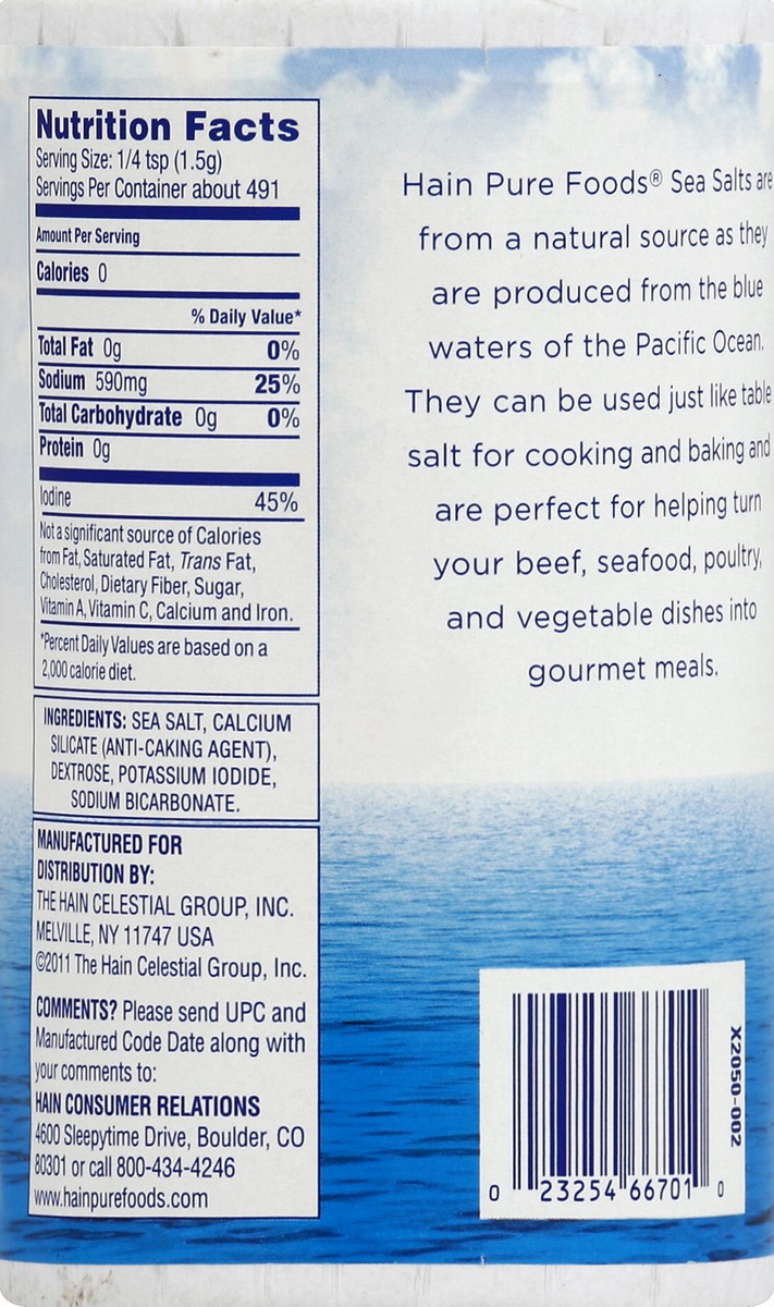 slide 6 of 6, Hain Pure Foods Sea Salt, 26 oz