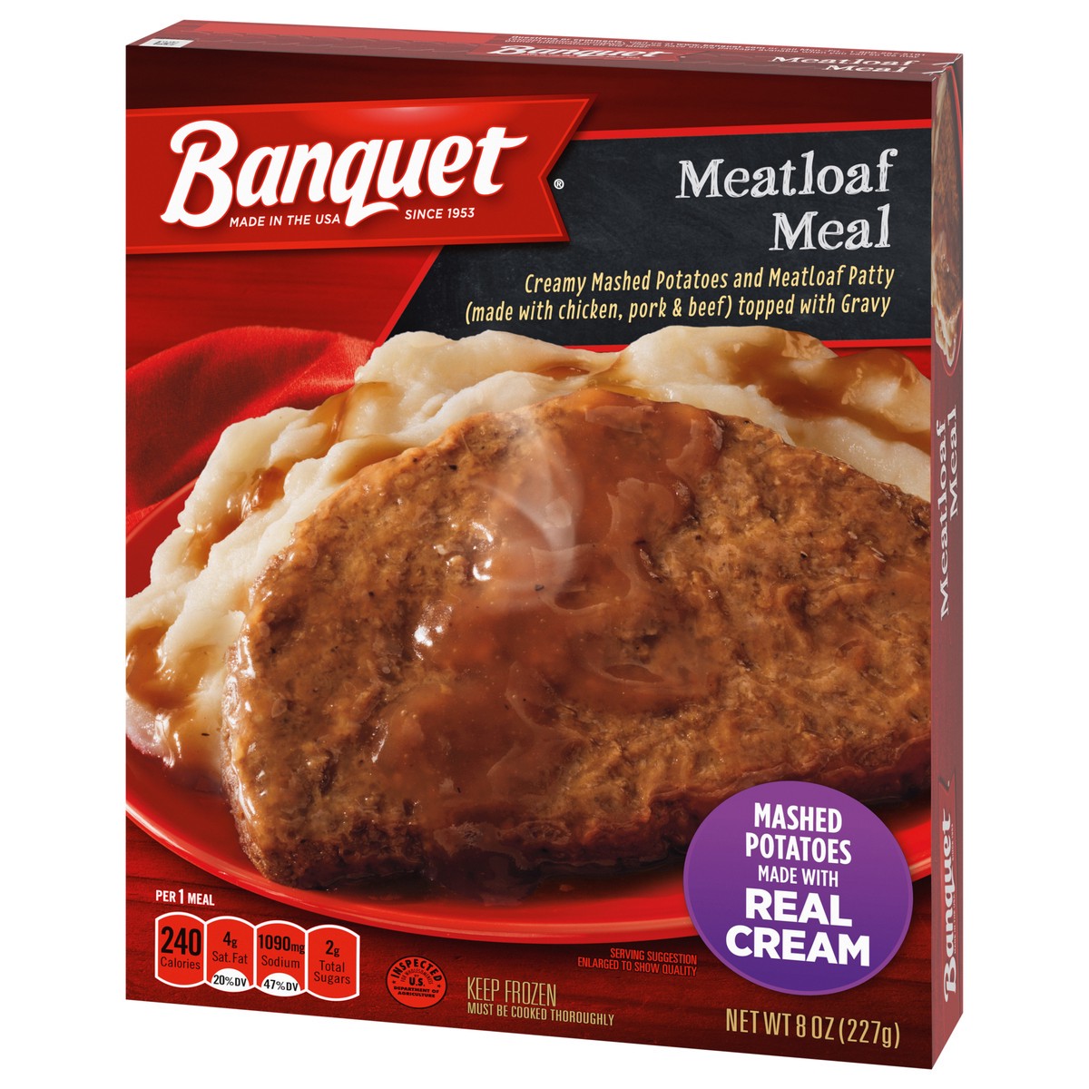 slide 12 of 12, Banquet Meatloaf and Mashed Potatoes Meal, Frozen Meal, 8 OZ, 8 oz