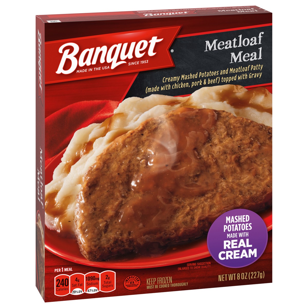 slide 8 of 12, Banquet Meatloaf and Mashed Potatoes Meal, Frozen Meal, 8 OZ, 8 oz
