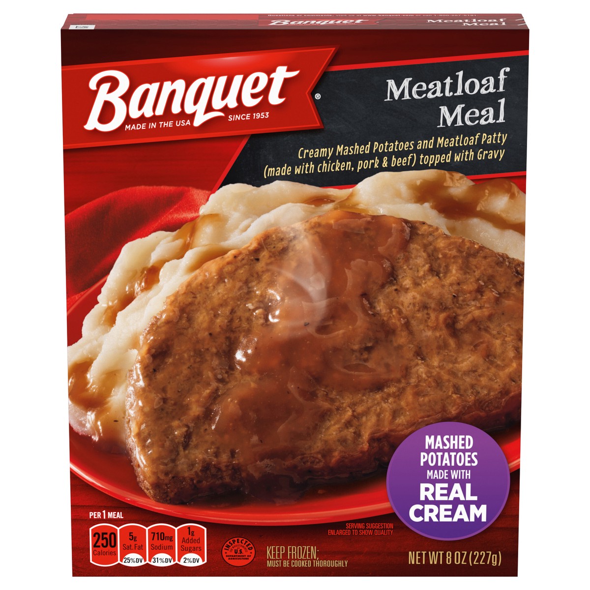 slide 1 of 12, Banquet Meatloaf and Mashed Potatoes Meal, Frozen Meal, 8 OZ, 8 oz