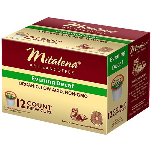 slide 1 of 1, Mitalena Organic Coffee Kcup - Evening Decaf - 12 ct, 12 ct