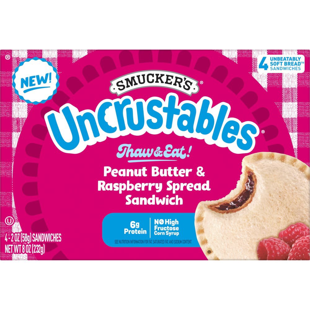 slide 3 of 5, Smucker's Uncrustables Peanut Butter And Raspberry 4 Count, 8 oz