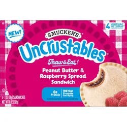 Smucker's Smucker’s Uncrustables Peanut Butter & Raspberry Spread Sandwiches, 4 Count, 2 Oz. Each, Frozen