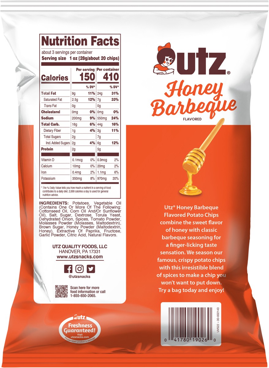 slide 5 of 11, Utz Honey Barbeque Flavored Potato Chips 2.75 oz, 2.75 oz