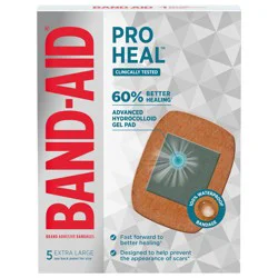 BAND-AID Brand Extra Large Pro Heal Bandages + Hydrocolloid Pads, 5 ct