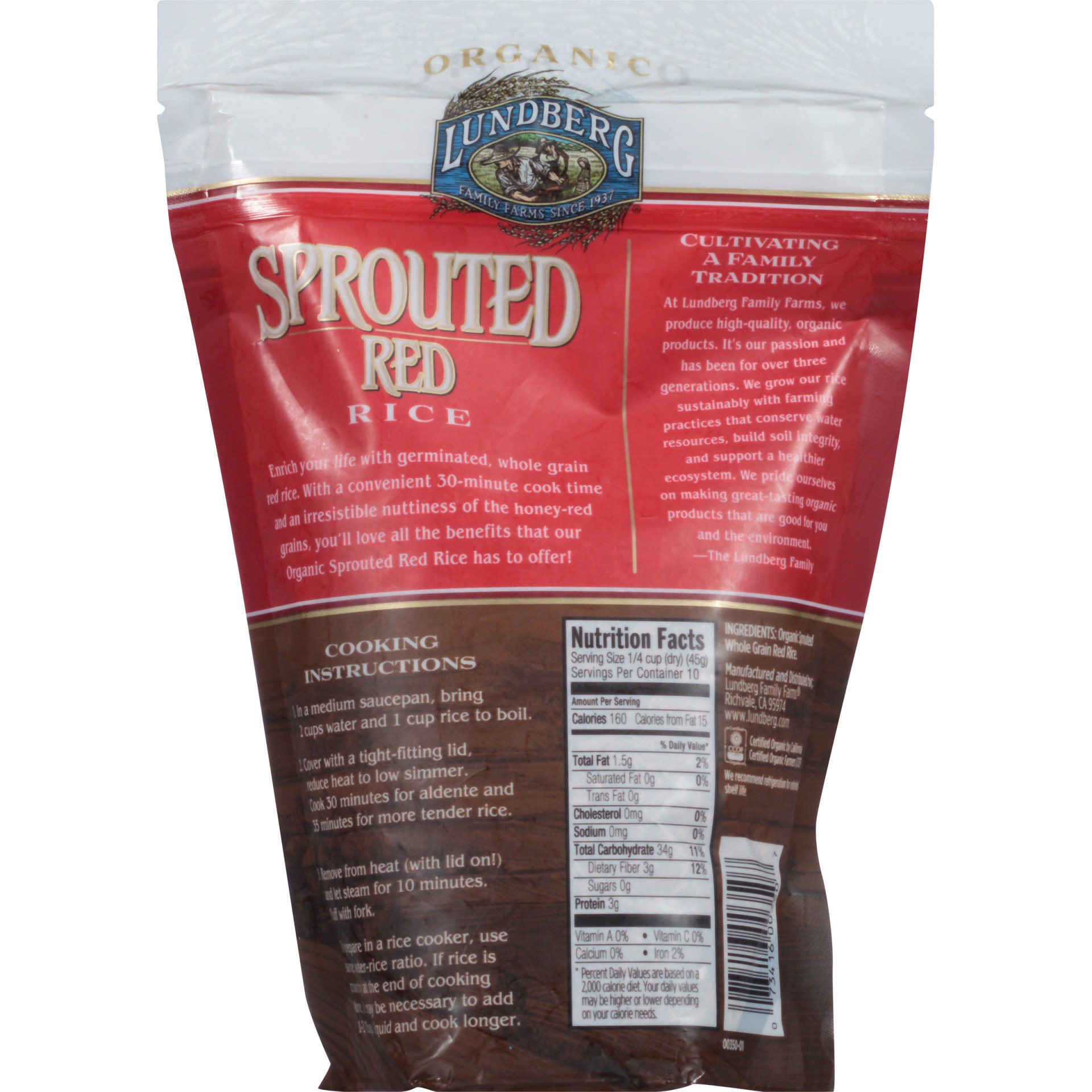 slide 4 of 6, Lundberg Sprouted Red Rice, 16 oz