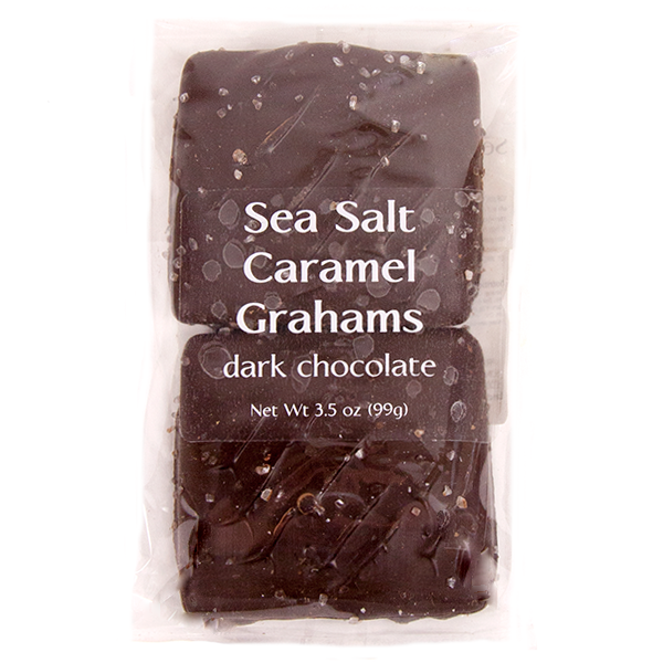 slide 1 of 1, L&B Dark Chocolate Sea Salt Caramel Grahams, 3.25 oz