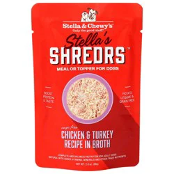 Stella & Chewy's Shredders Cage-Free Chicken & Turkey Recipe in Broth Wet Dog Food, 2.8 oz