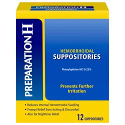 Preparation H Hemorrhoid Suppositories - 12 Ct