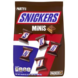 SNICKERS Minis Size Milk Chocolate Candy Bar Bulk Assortment, 35.6 oz Bag