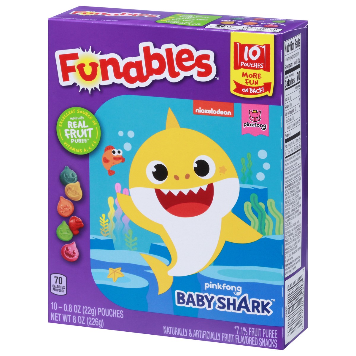 slide 4 of 9, Funables Baby Shark Fruit Flavored Snacks - 8 oz, 10 ct