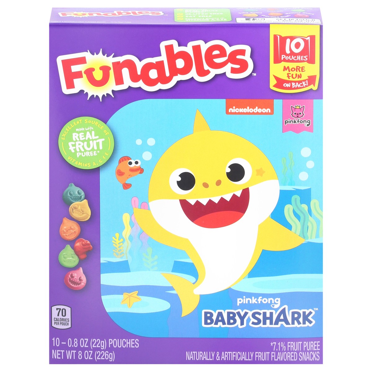 slide 1 of 9, Funables Baby Shark Fruit Flavored Snacks - 8 oz, 10 ct