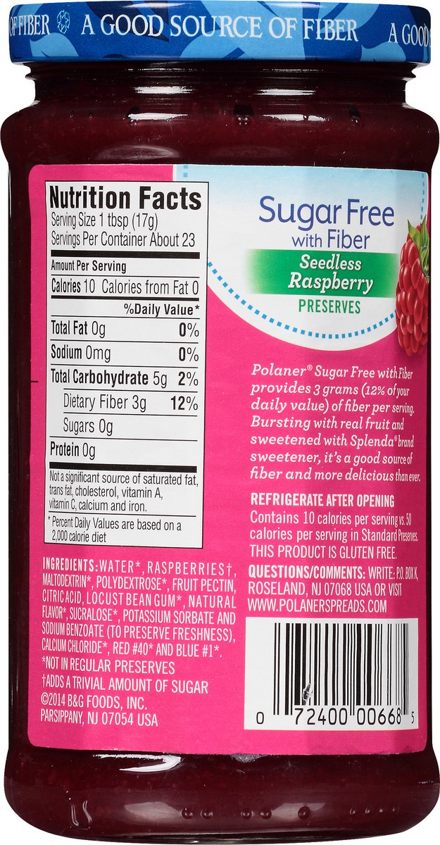 slide 4 of 7, Polaner Sugar Free with Fiber Seedless Raspberry Preserves 13.5 oz, 13.5 oz