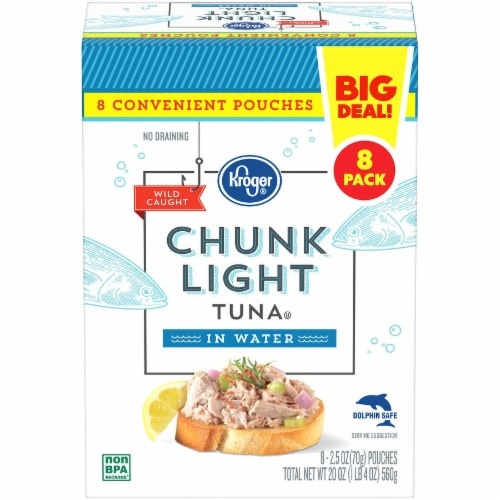 slide 1 of 1, Kroger Chunk Light Tuna In Water, 8 ct; 2.5 oz