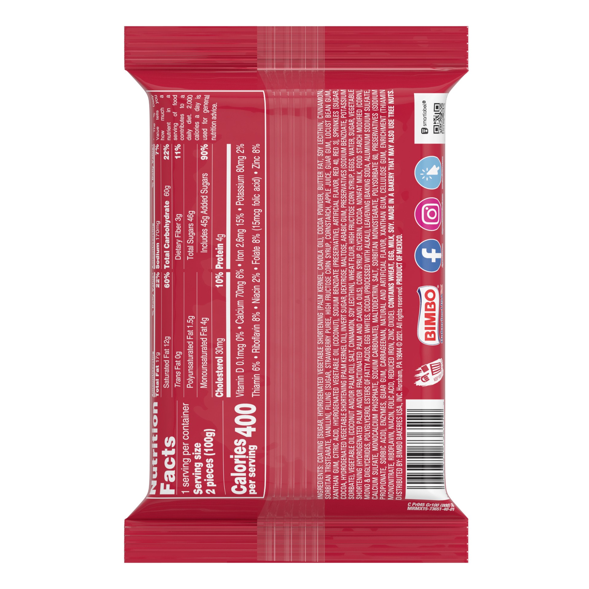 slide 5 of 5, Marinela Gansito Cherry and Crème Filled Snack Cakes, Twin Pack, 2 ct