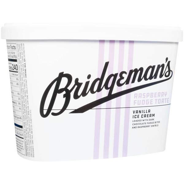 slide 1 of 1, Bridgeman's Raspberry Fudge Torte Vanilla Flavored Ice Cream, 48 fl oz