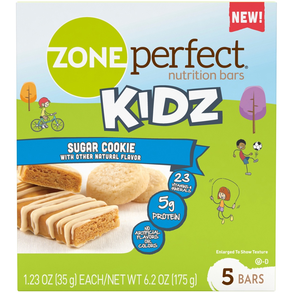 slide 1 of 1, Zone Perfect Kidz Sugar Cookie Nutrition Bars, 5 ct; 1.23 oz