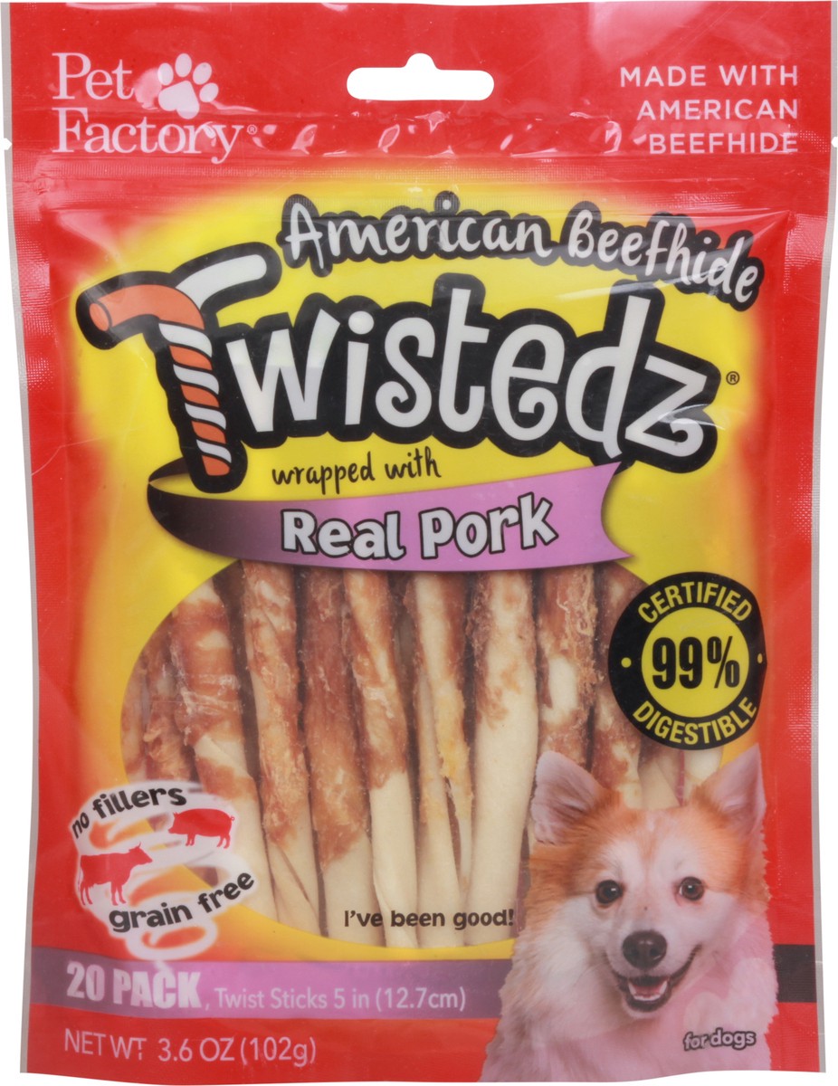 slide 7 of 11, Twistedz 20 Pack Wrapped with Real Pork American Beefhide Twist Sticks Dog Chews 20 ea, 20 ct