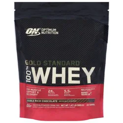 Optimum Nutrition Gold Standard 100 Percent Optimal Nutrition, Gold Standard, 100% WHEY, Double Rich Chocolate, 1.47 LB